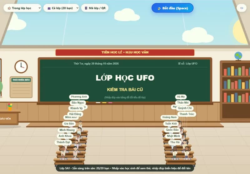 Bối cảnh Trong lớp học trong UFO Bắt Trả Bài